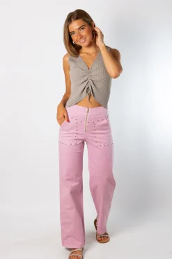 Top Canale Frunce Gris