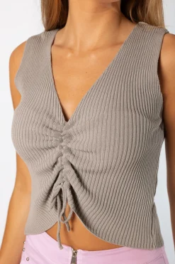 Top Canale Frunce Gris