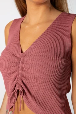 Top Canale Frunce Rosa