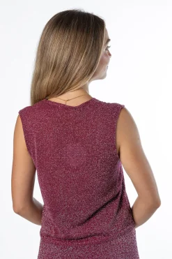 Top Chaleco Lurex Burdeos