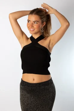 Top Cuello Cruzado Negro