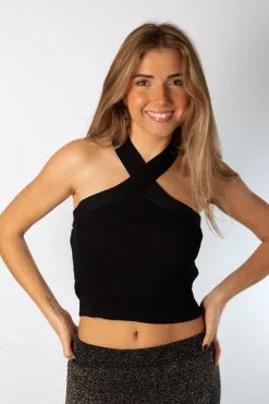 Top Cuello Cruzado Negro