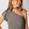 Top Essential Asimétrico Cinta Gris