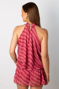 Top Halter Joy Gasa Rosa
