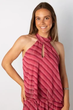 Top Halter Joy Gasa Rosa