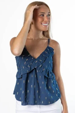 Top Volantes Bambula Gold Azul