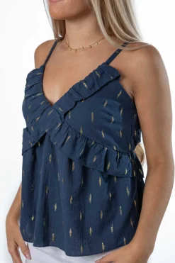 Top Volantes Bambula Gold Azul