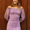 Vestido Bardot Paisley Lila