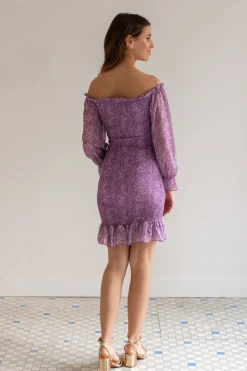 Vestido Bardot Paisley Lila