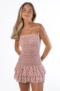 Vestido Palabra Honor Maya Melocotón