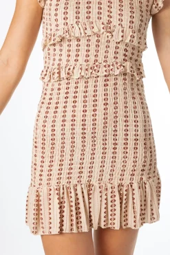 Vestido Volantes Estampado Beige