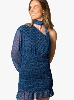 Vestido Zigzag Plumeti Cinta Azul