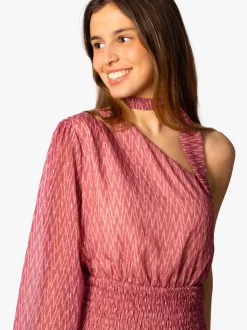 Vestido Zigzag Plumeti Cinta Rosa