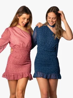 Vestido Zigzag Plumeti Cinta Rosa